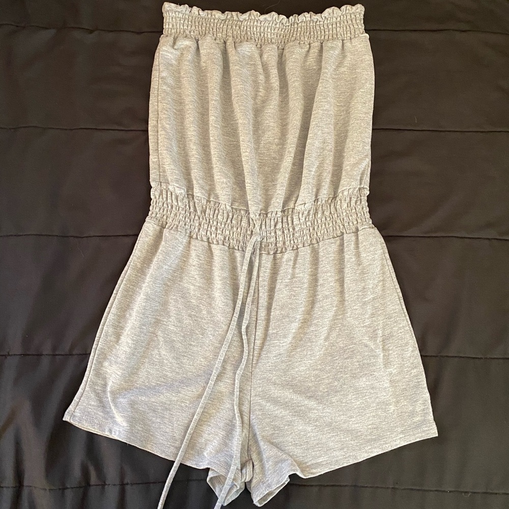 Gray Strapless Romper